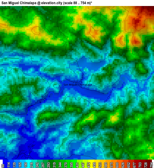 San Miguel Chimalapa elevation map