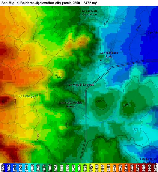 San Miguel Balderas elevation map