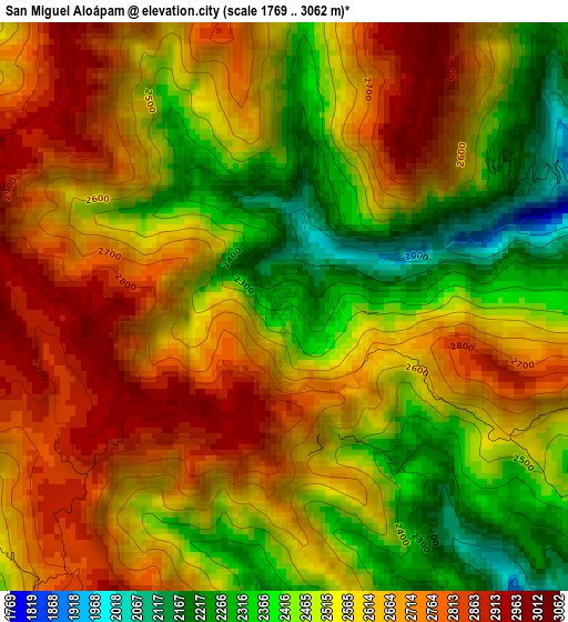 San Miguel Aloápam elevation map