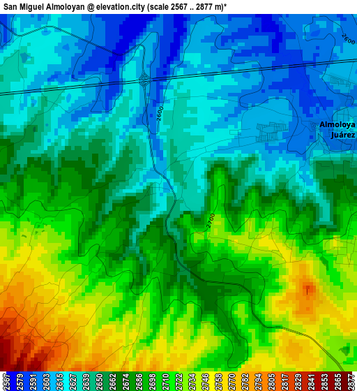 San Miguel Almoloyan elevation map