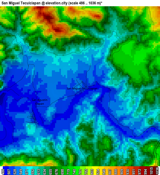 San Miguel Tecuiciapan elevation map