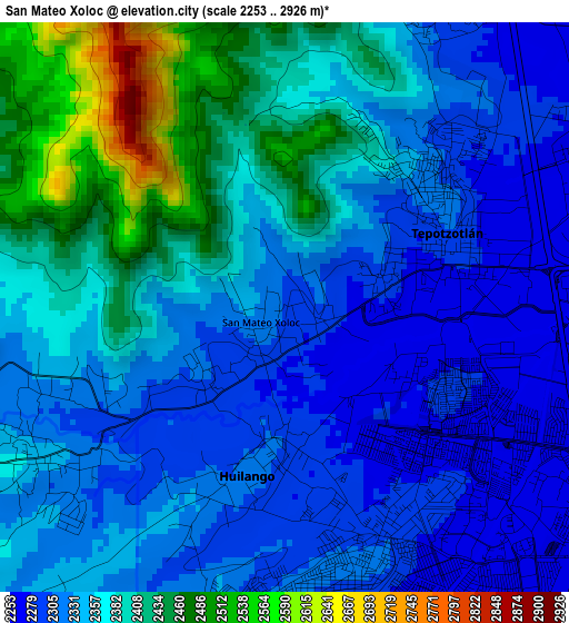 San Mateo Xoloc elevation map