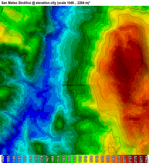 San Mateo Sindihui elevation map