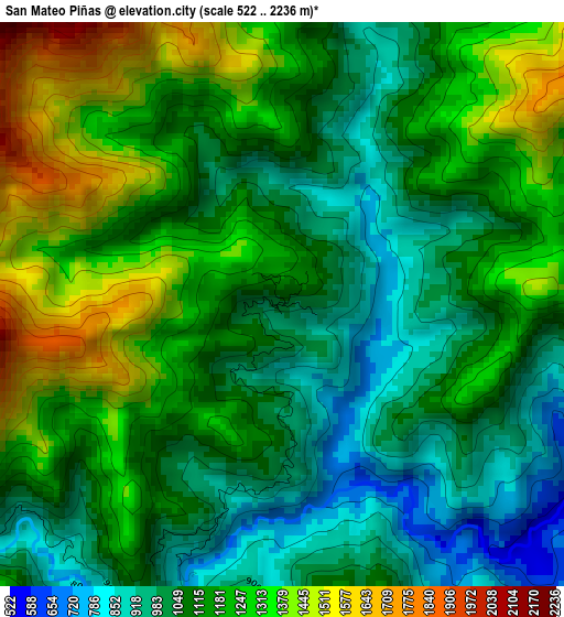 San Mateo Piñas elevation map