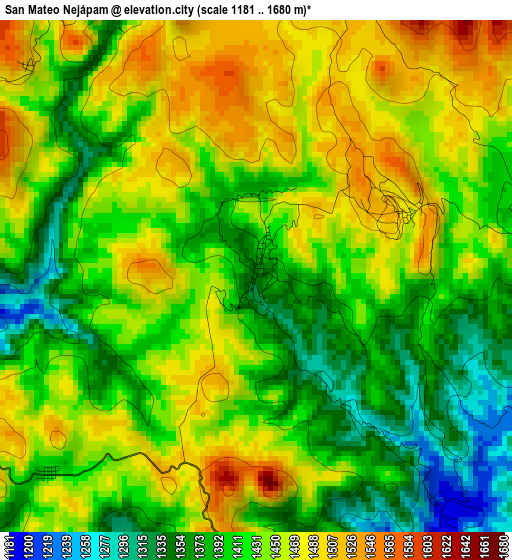 San Mateo Nejápam elevation map