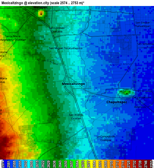 Mexicaltzingo elevation map