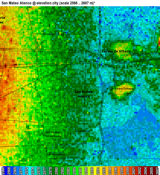 San Mateo Atenco elevation map