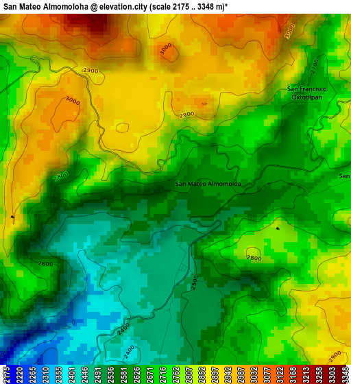 San Mateo Almomoloha elevation map