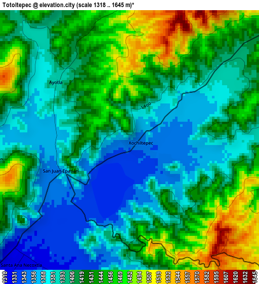 Totoltepec elevation map