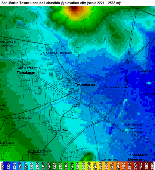 San Martin Texmelucan de Labastida elevation map