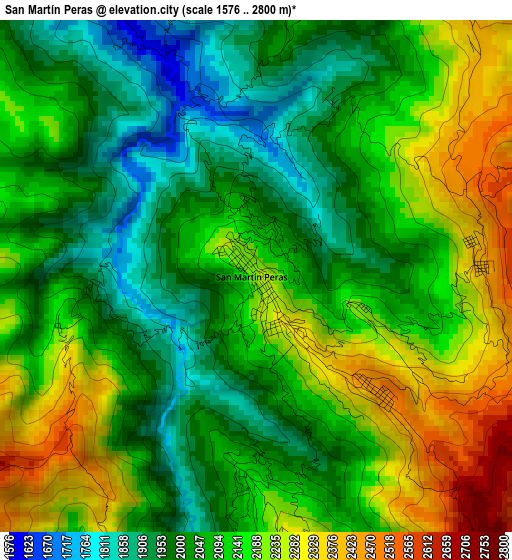 San Martín Peras elevation map