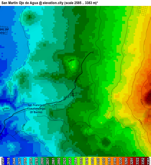 San Martín Ojo de Agua elevation map