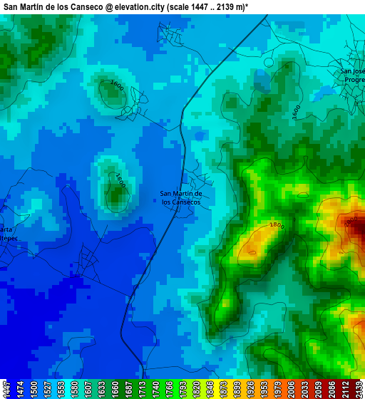 San Martín de los Canseco elevation map