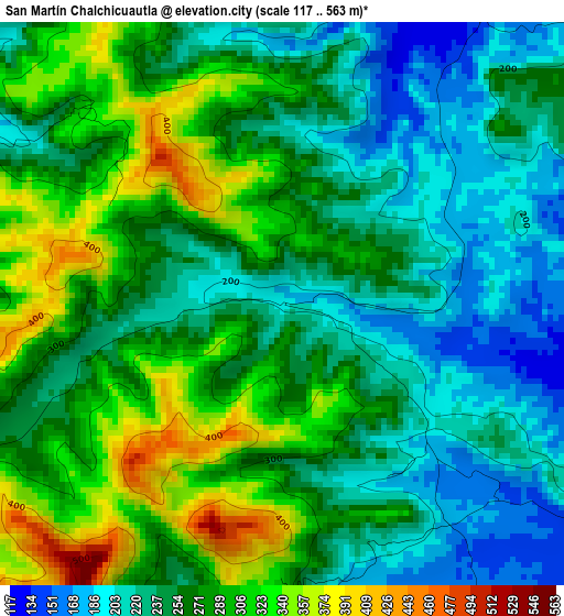 San Martín Chalchicuautla elevation map