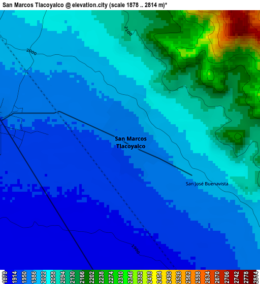 San Marcos Tlacoyalco elevation map