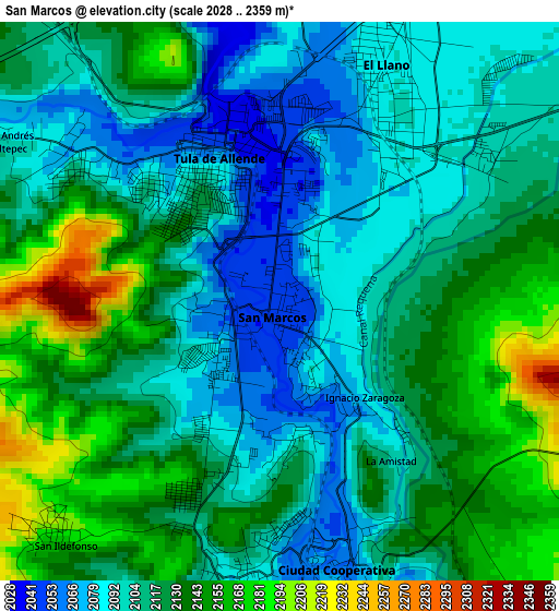 San Marcos elevation map