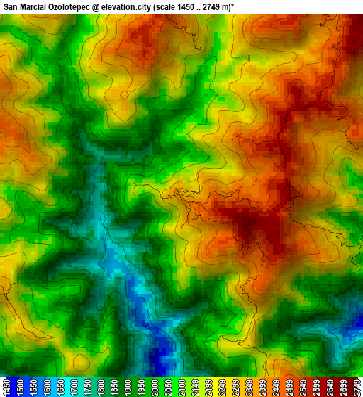 San Marcial Ozolotepec elevation map