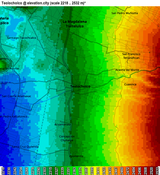 Teolocholco elevation map