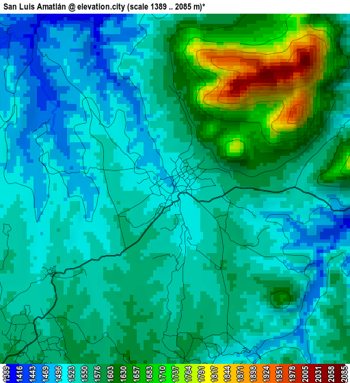 San Luis Amatlán elevation map