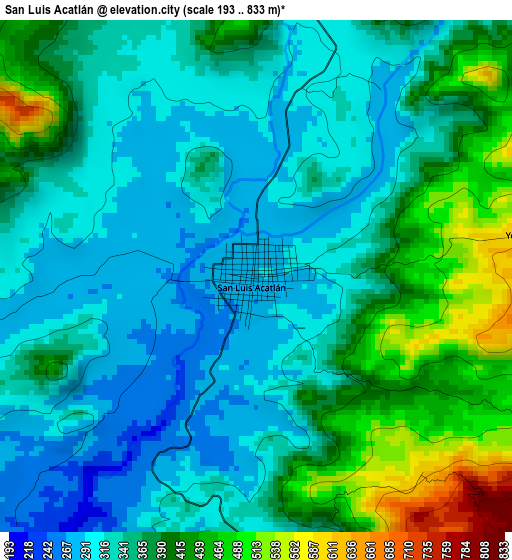 San Luis Acatlán elevation map