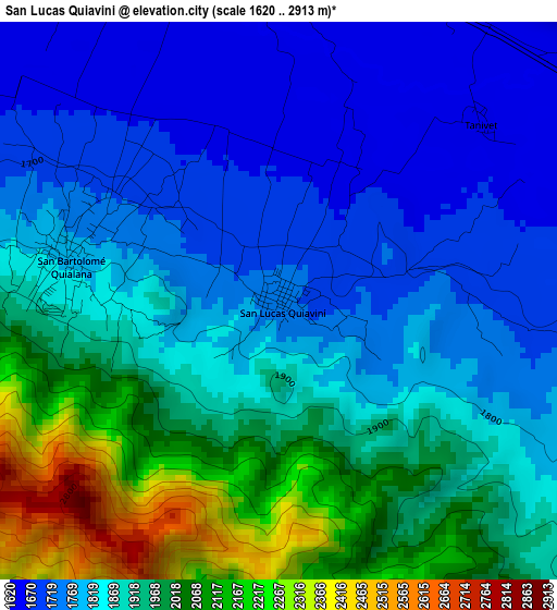 San Lucas Quiavini elevation map