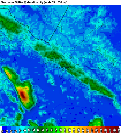 San Lucas Ojitlán elevation map