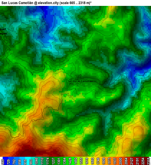 San Lucas Camotlán elevation map