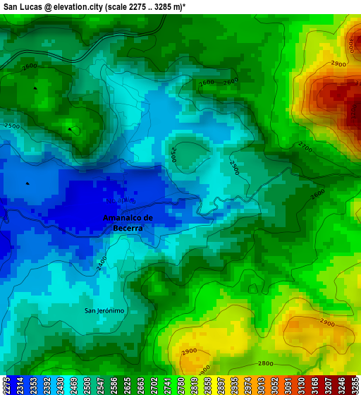 San Lucas elevation map