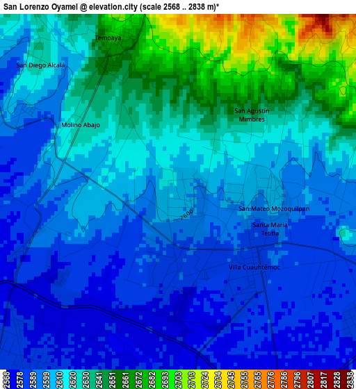 San Lorenzo Oyamel elevation map