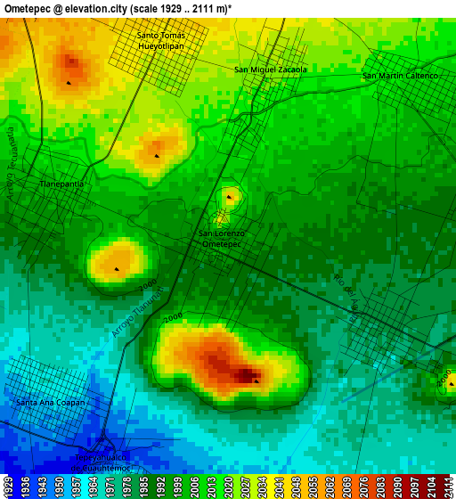 Ometepec elevation map