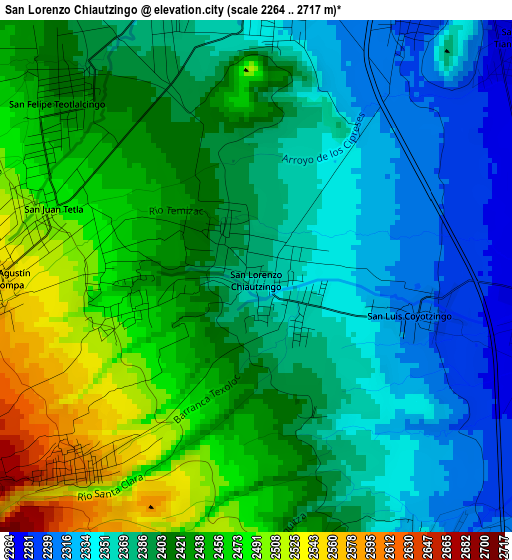 San Lorenzo Chiautzingo elevation map