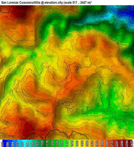 San Lorenzo Cuaunecuiltitla elevation map