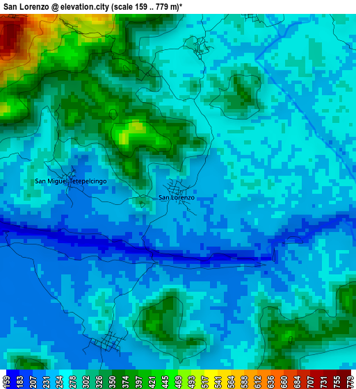 San Lorenzo elevation map