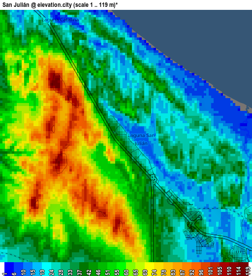 San Julián elevation map