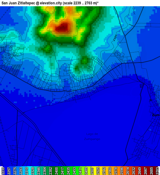 San Juan Zitlaltepec elevation map