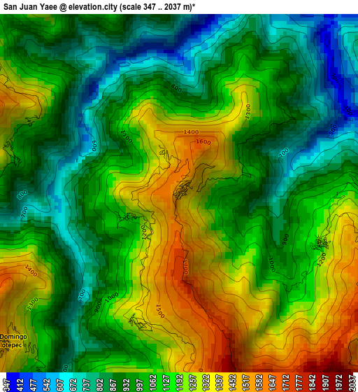 San Juan Yaee elevation map