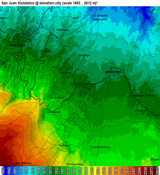 San Juan Xiutetelco elevation map