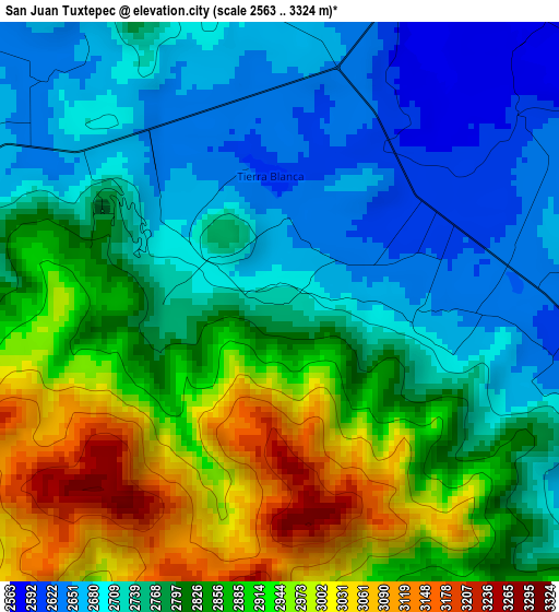 San Juan Tuxtepec elevation map