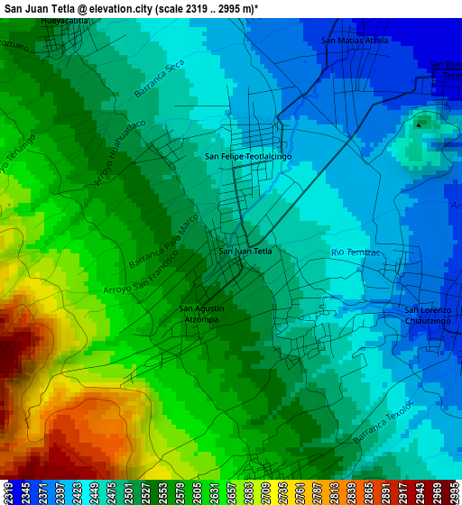 San Juan Tetla elevation map