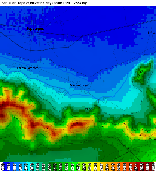 San Juan Tepa elevation map