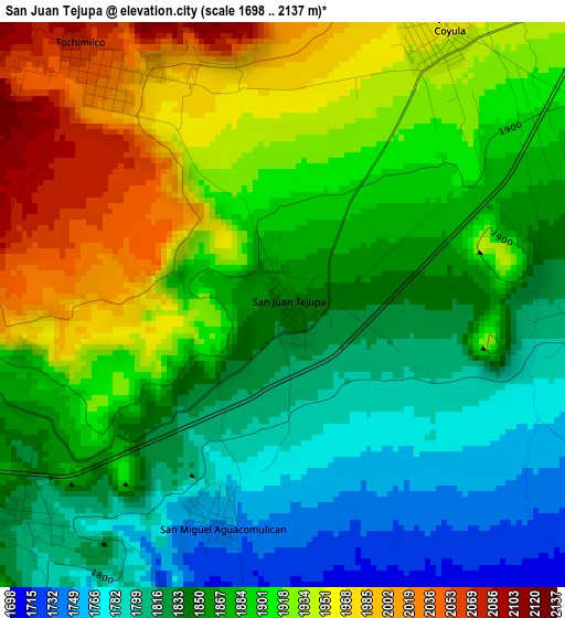 San Juan Tejupa elevation map