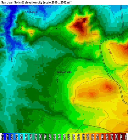 San Juan Solís elevation map