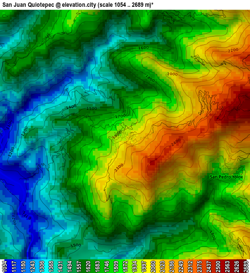 San Juan Quiotepec elevation map