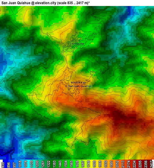 San Juan Quiahue elevation map