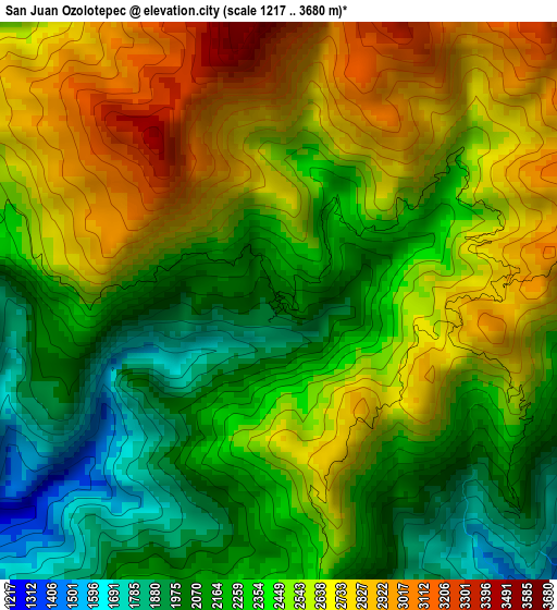 San Juan Ozolotepec elevation map