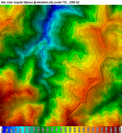 San Juan Juquila Vijanos elevation map