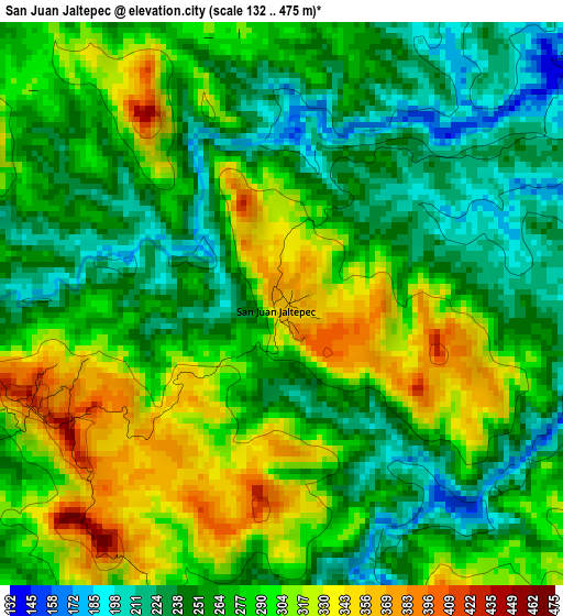 San Juan Jaltepec elevation map