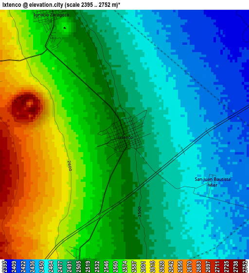 Ixtenco elevation map