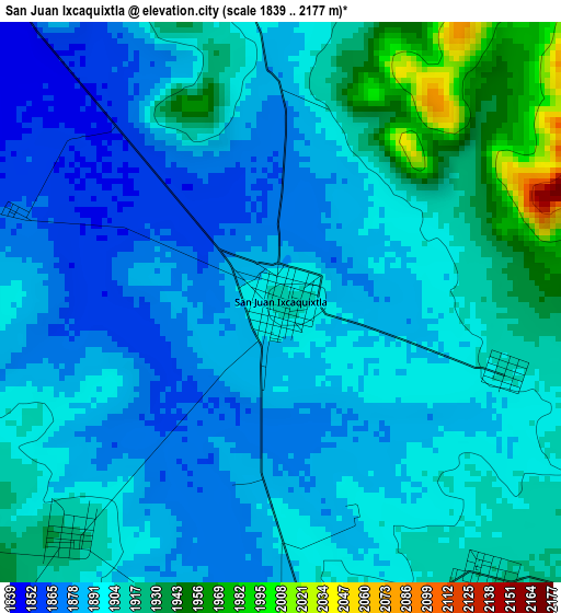 San Juan Ixcaquixtla elevation map