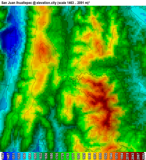 San Juan Ihualtepec elevation map